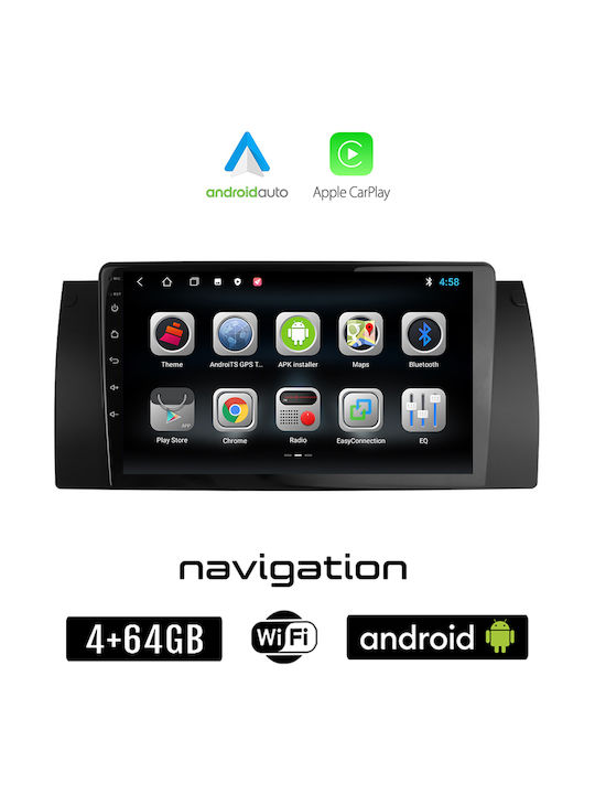 Booma Car Audio System for BMW E39 / Series 5 / Series 5 (E39) 1997-2005 (Bluetooth/USB/WiFi/GPS/Apple-Carplay/Android-Auto) with Touch Screen 9"