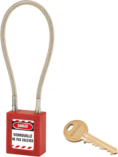 Thirard Plastic Padlock with Cable with Key 38mm Red 1pcs