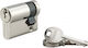 Thirard Zylinderschloss Halb 40mm (30-10) mit 3 Schlüssel Silber