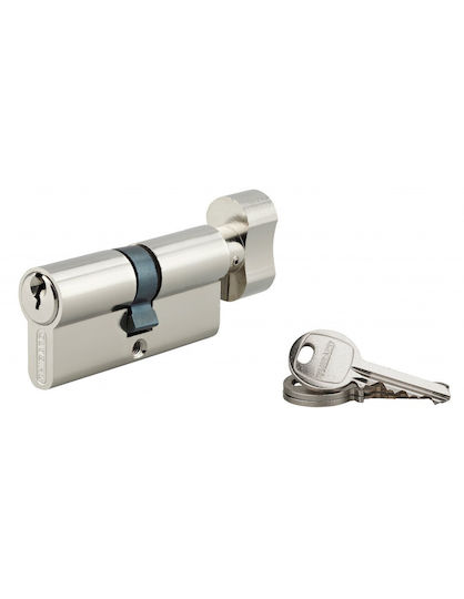 Thirard Lock Cylinder 70mm (35-35) with Knob and 3 Keys Silver