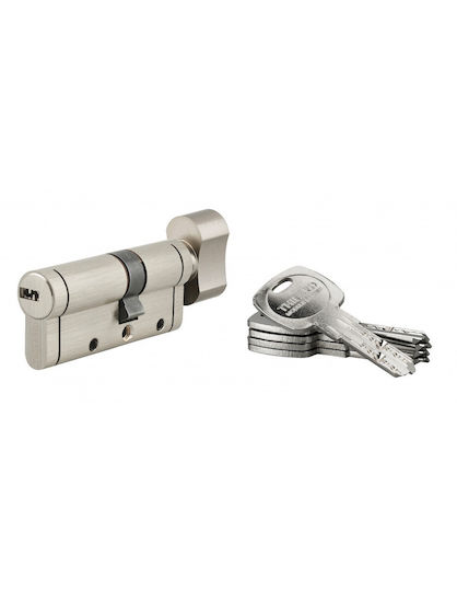 Thirard Lock Cylinder Security 70mm (30-40) with Knob and 5 Keys Silver