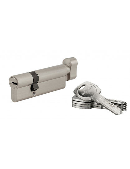 Thirard Lock Cylinder Security 40mm (30-10) with Knob and 5 Keys Silver
