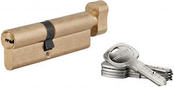 Thirard Lock Cylinder 95mm (45-50) with Knob and 5 Keys Gold