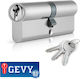 Gevy Κύλινδρος Κλειδαριάς 120mm (50-70) με 3 Κλειδιά Ασημί