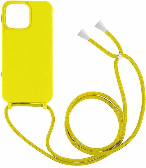 Green On Back Cover Σιλικόνης με Λουράκι Κίτρινο (iPhone 13)