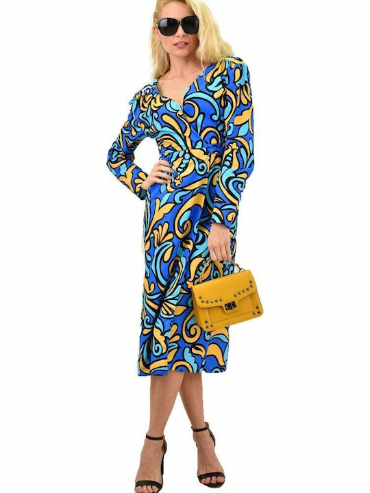 Midi Rochie Wrap-Around Albastră
