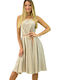 Potre Sommer Midi Kleid Beige