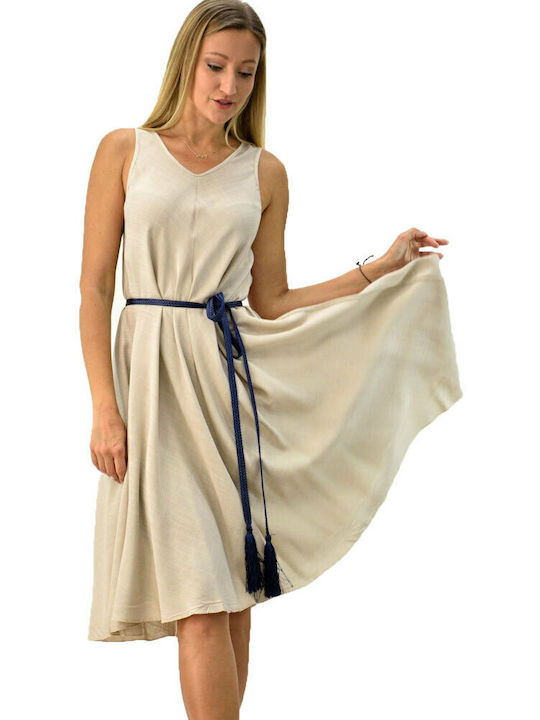 Potre Sommer Midi Kleid Beige