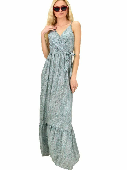 Potre Sommer Maxi Kleid Wickel Hellblau