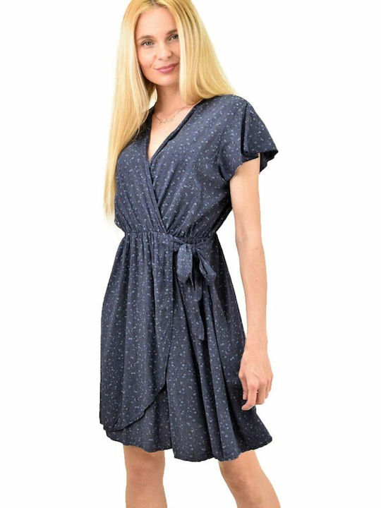 Potre Summer Mini Dress Wrap Navy Blue