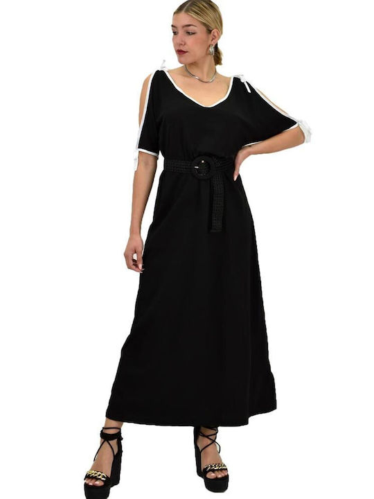 Potre Καλοκαιρινό Midi Φόρεμα Μαύρο