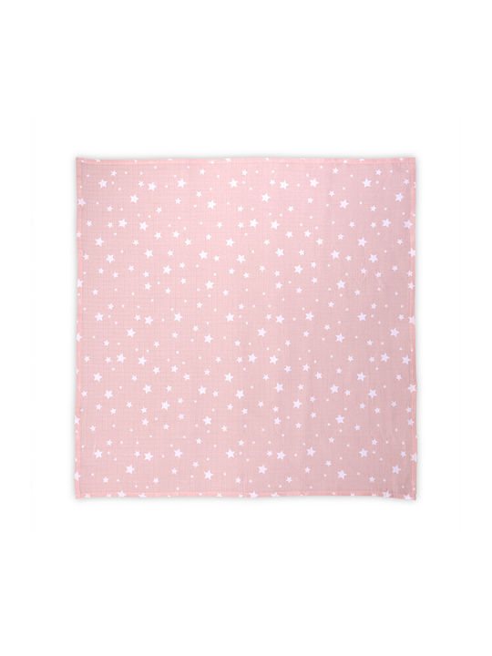 Lorelli Stars Scutec din Muselină Roz 80x80εκ.