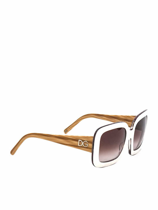 Dolce & Gabbana Women's Sunglasses with White Plastic Frame and Brown Gradient Lens DG4047 90113