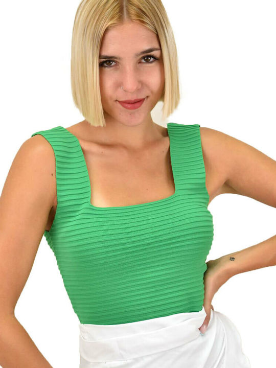 Potre Αμάνικη Γυναικεία Μπλούζα Καλοκαιρινή Πράσινη