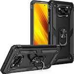 Hybrid Shockproof Umschlag Rückseite Metallisch Schwarz (Poco X3 NFC / X3 Pro) 4982389489239