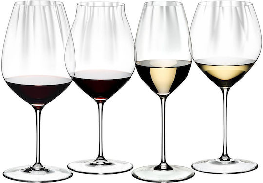 Riedel Σετ Ποτήρια για Λευκό και Κόκκινο Κρασί από Κρύσταλλο Κολωνάτα 4τμχ