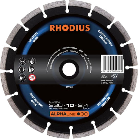 Rhodius Δίσκος Κοπής Δομικών Υλικών 125mm