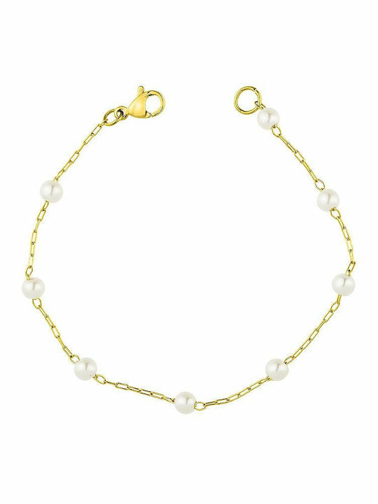 Amor Amor Bracelet Anklet Chain made of Steel Gold Plated with Pearls