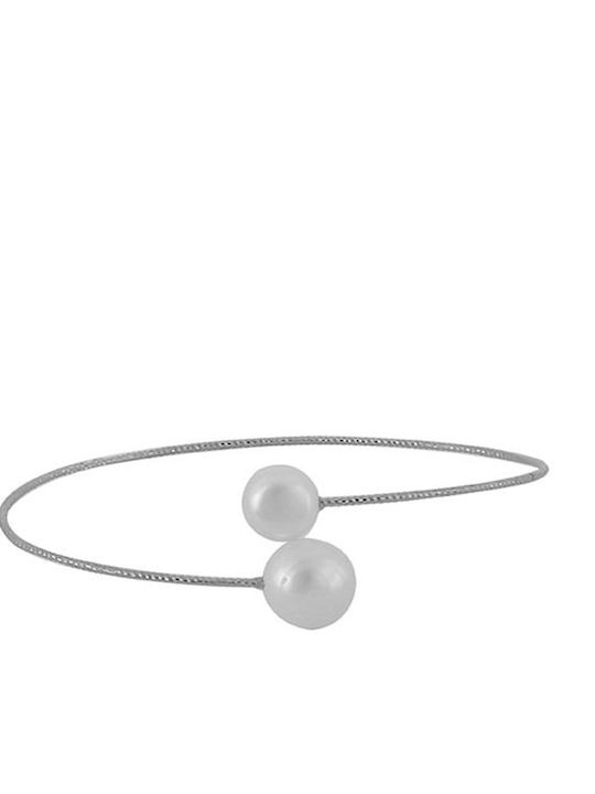 Sava Jewellery Damen Armreif aus Silber mit Perlen 6,5 cm