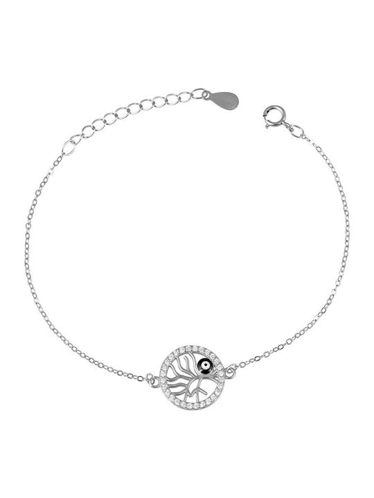 Sava Jewellery Women's Chain Bracelet with Eye Design in Silver with Zircon 16cm