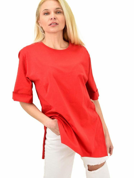 Potre Γυναικείο Oversized T-shirt Κόκκινο