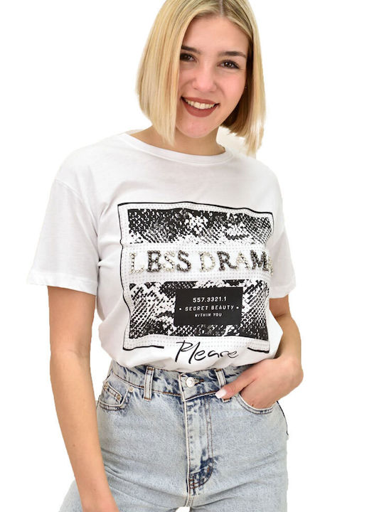 Potre Less Drama Women's T-shirt White
