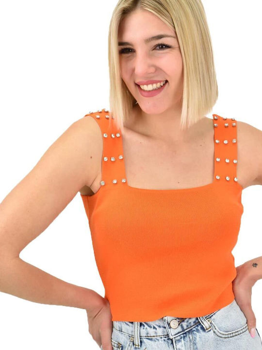 Potre Women's Summer Blouse Sleeveless Orange