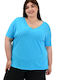 Potre Women's T-shirt with V Neckline Light Blue