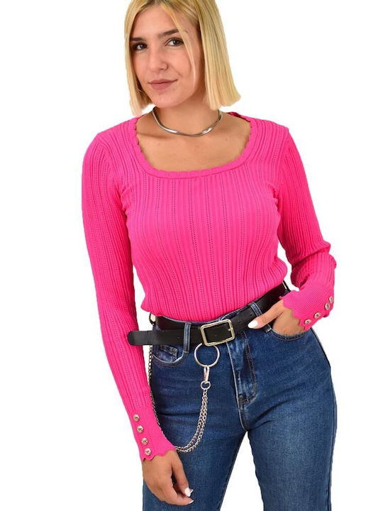 Potre Damen Bluse Langärmelig Fuchsie