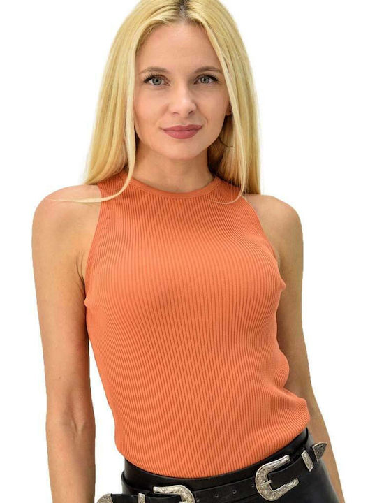 Potre Αμάνικη Γυναικεία Μπλούζα Καλοκαιρινή Πορτοκαλί