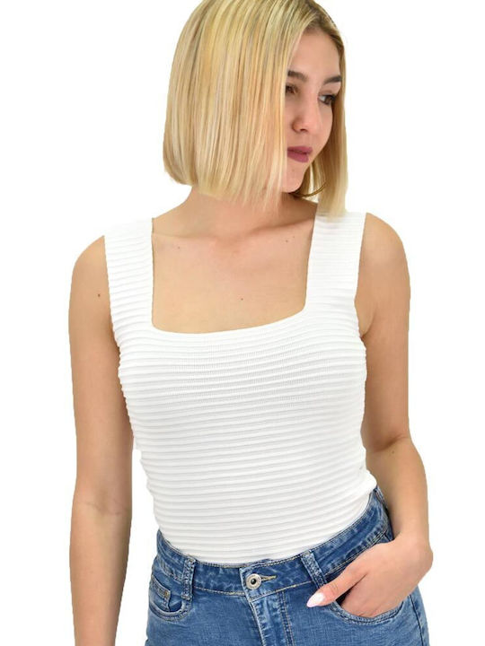 Potre Women's Summer Crop Top Sleeveless White