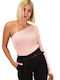 Potre Damen Bluse mit einem Schulter Rosa