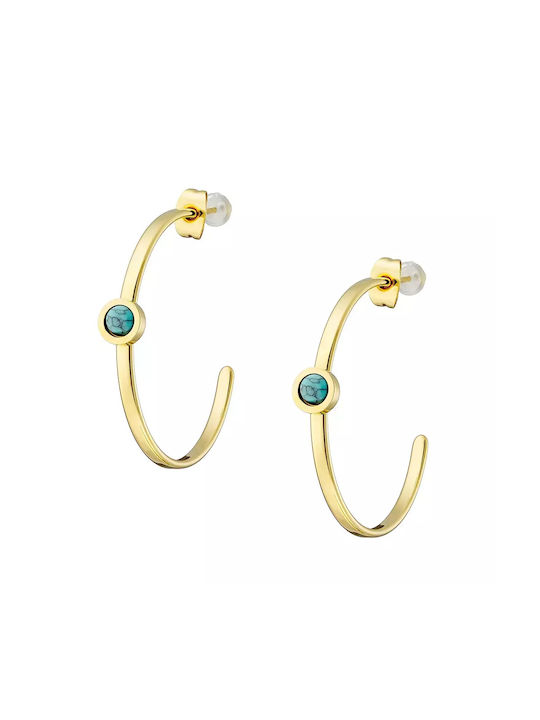 Oxzen Earrings Hoops from Steel Gold Plated with Stones