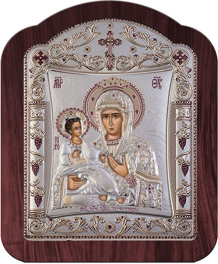 Slevori Heiligenikone Maria Tricherousa Silber 10.3x12.9cm