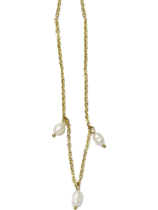 Tatu Moyo Gold Plated Steel Anklet with Pearls