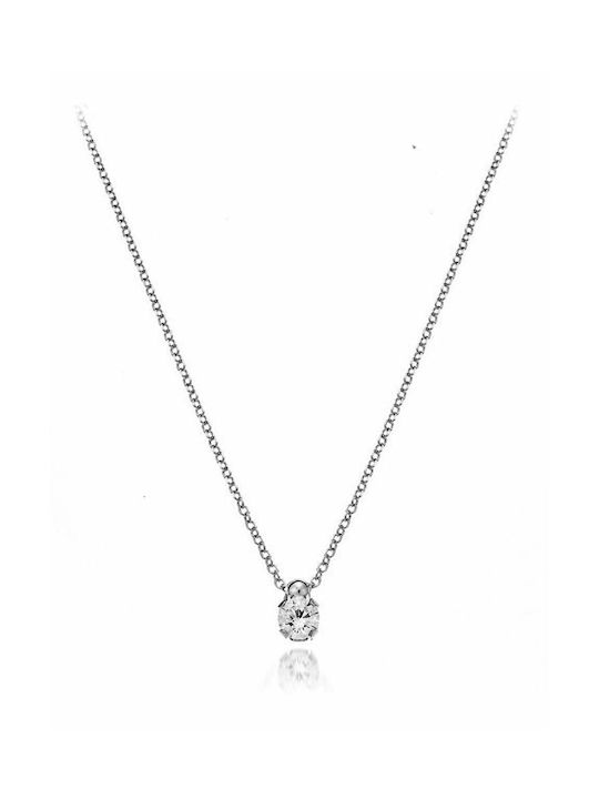 Paraxenies Necklace from White Gold 9 K with Zircon