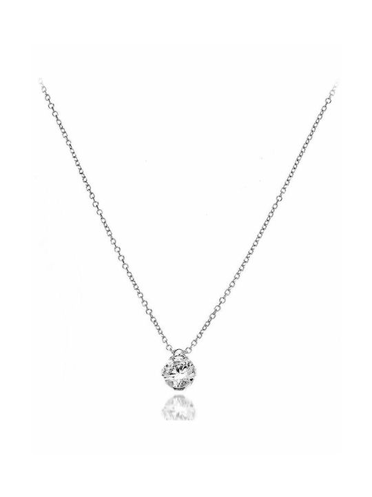 Paraxenies Necklace from White Gold 9 K with Zircon