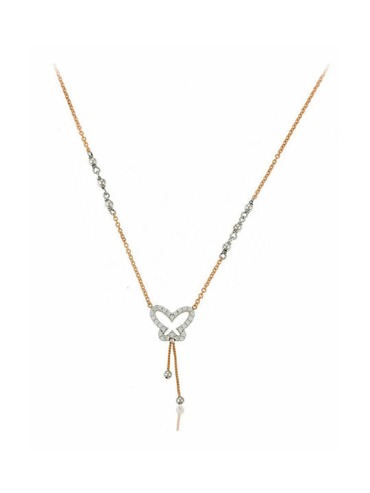 Paraxenies Halskette mit Design Schmetterling aus Roségold 14K