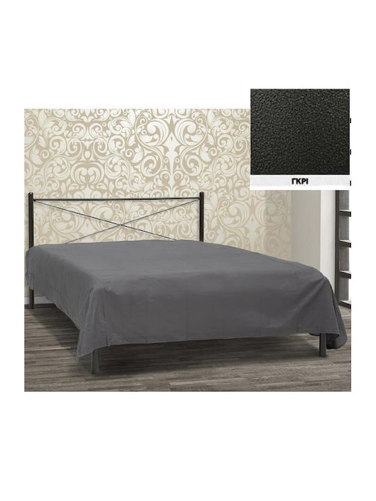 Hermes Double Metal Bed Gray for Mattress 140x1...