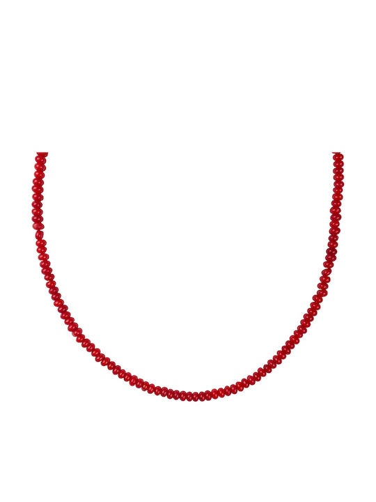 JT Gold Plated Steel Necklace Red