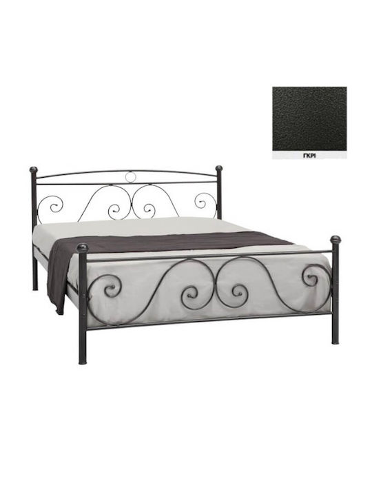 Ρόδος Bett Doppel Metall Grau Für Matratze 140x...