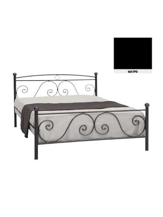 Ρόδος Bett Doppel Metall Schwarz Für Matratze 140x200cm