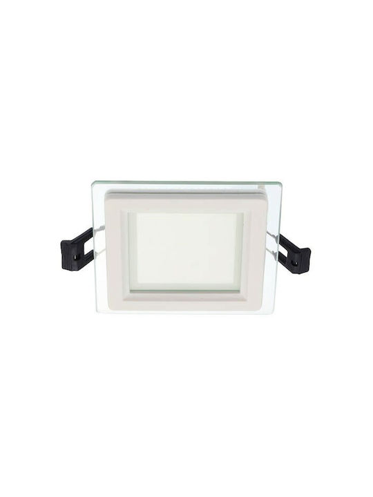 Vito Platz Metallisch Einbau Spot mit integriertem LED und Kaltweißes Licht Weiß 10x10cm. 1Stück