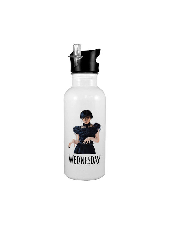 Koupakoupa Wednesday Adams Wasserflasche Rostfreier Stahl 600ml Weiß