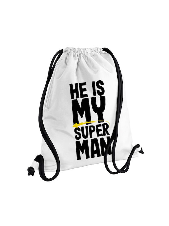 Koupakoupa He Is My Superman Gym Backpack White