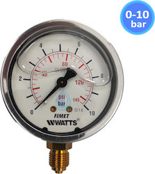 Watts Μανόμετρο Γλυκερίνης Κάθετο 0-10Bar Φ63 Inox 17-0162