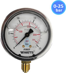 Watts Μανόμετρο Γλυκερίνης Κάθετο 0-25Bar Φ63 Inox 17-0165