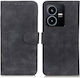 Khazneh Litchi Skin Texture Leather support base Book Synthetic Leather Black (Vivo Y22S / Y35)