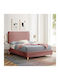 Maylin Bett Halb-Doppelbett Mit Stoff bezogen Rosa mit Latten für Matratze 120x200cm