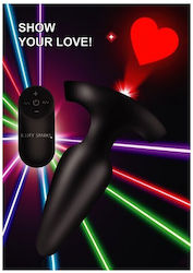 Booty Sparks Laser Fuck Me Butt Πρωκτική Σφήνα με Δυνατότητα Ασύρματης Λειτουργίας και Δόνηση Small Μαύρη